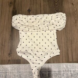 Off-Shoulder Polka Dot Body suit